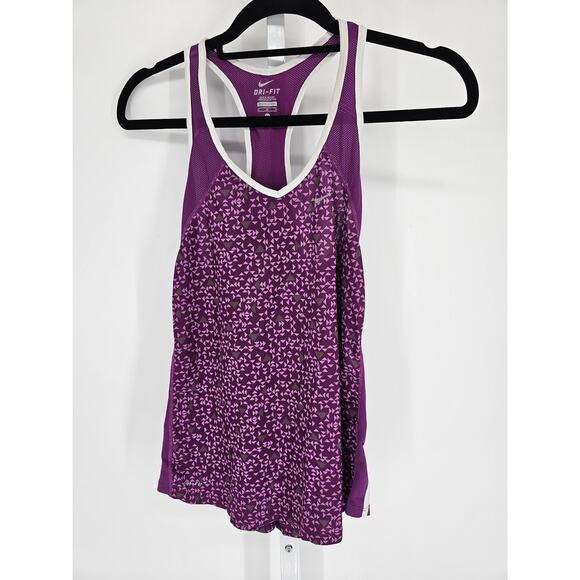 Nike Dr Fit Womens Sz M Loose Fit Racerback Tank Top Purple Geometric Print - Picture 1 of 4